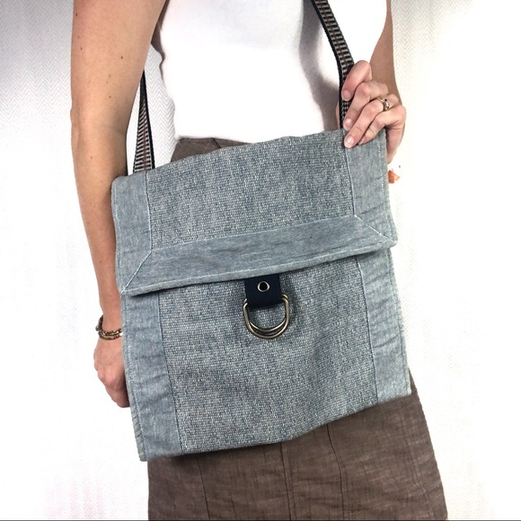 Handbags - Woven Shoulder Bag with Weighted Flap